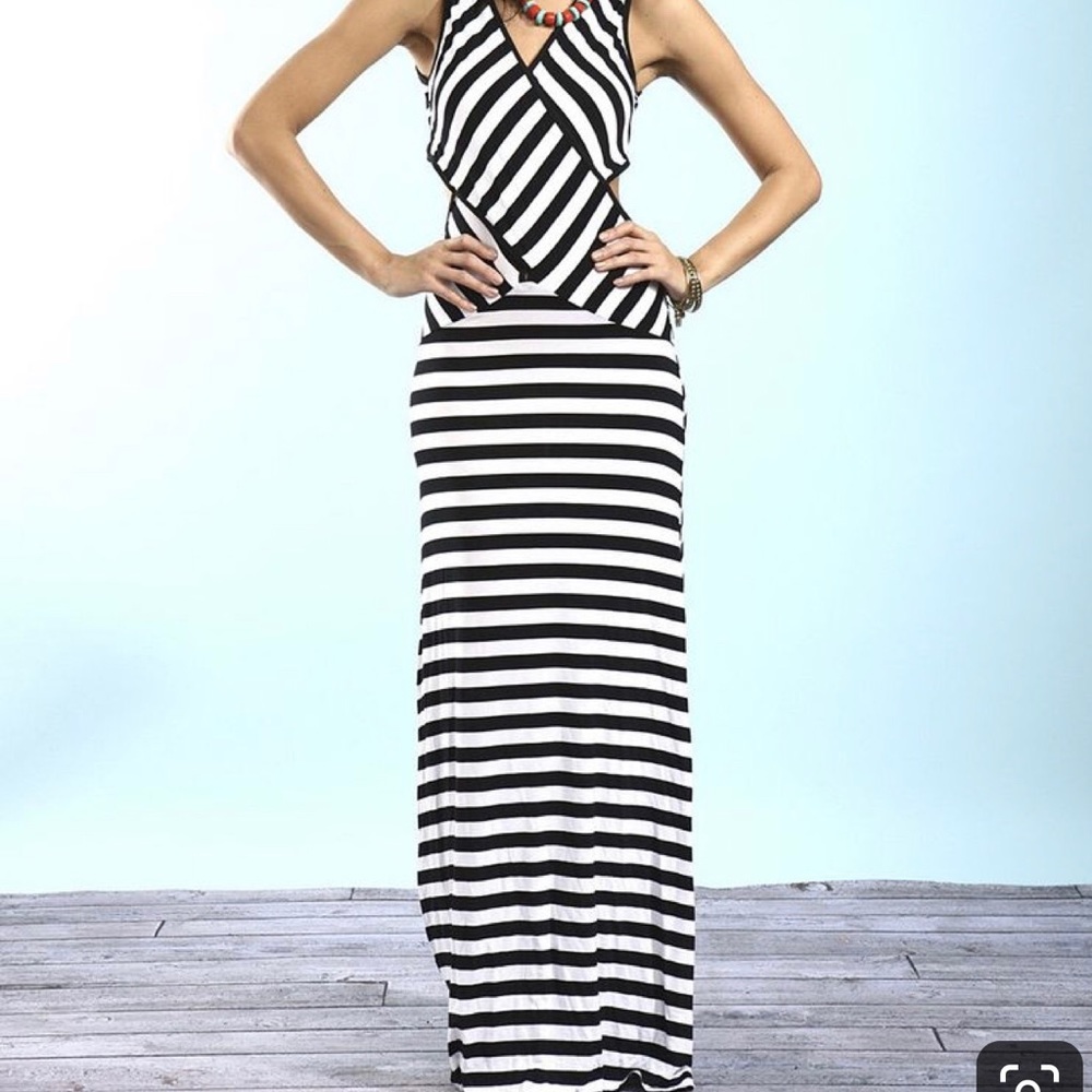 Black and white striped maxi